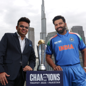 Rohit Sharma & Jay Shah (right to left) with #CT25.